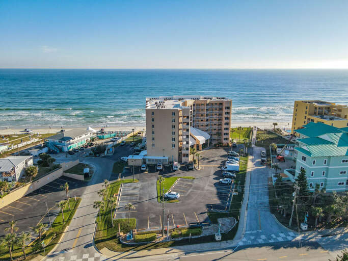 Marvel at the beauty from above! Enjoy aerial views of our oceanfront building, surrounded by the splendor of the sea.