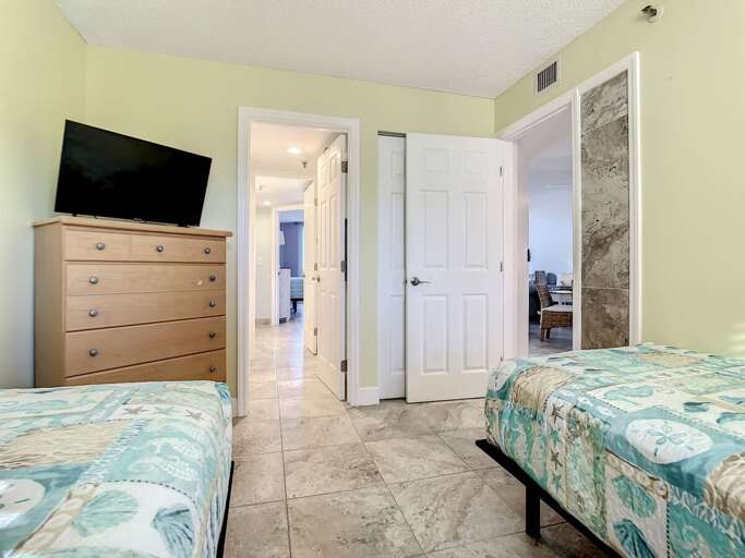 Dresser for storage and flat screen tv.