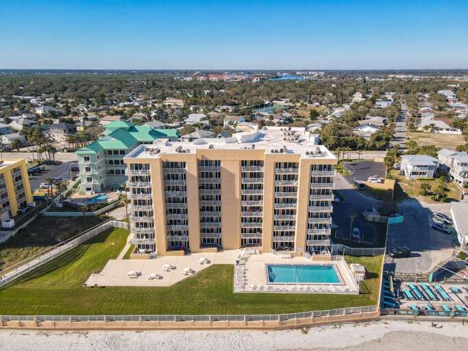 View of Oceania Plaza from the beach.