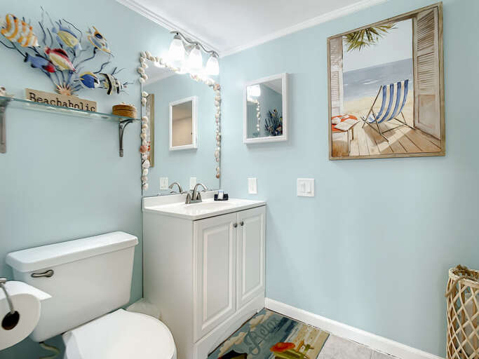 Vanity with storage.