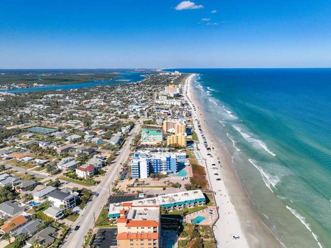 Coastal view of New Smyrna Beach.
