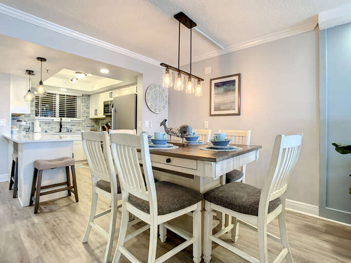 Dining room looking into the kitchen.