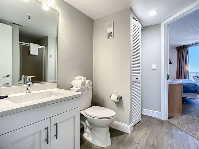 Vanity and closet for storage. Access to master bedroom. Vanity and closet for storage. Access to master bedroom.