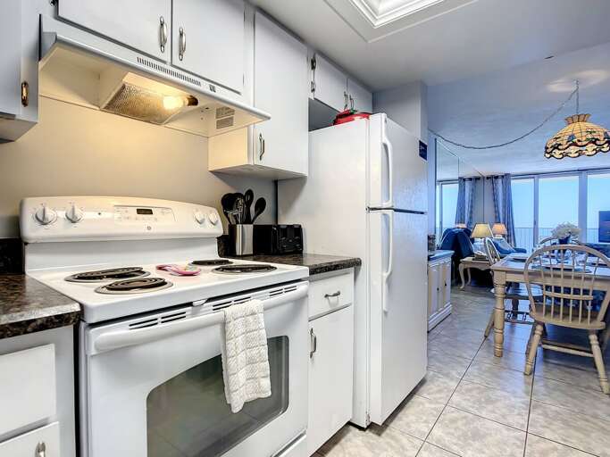 Stove and full-size fridge.