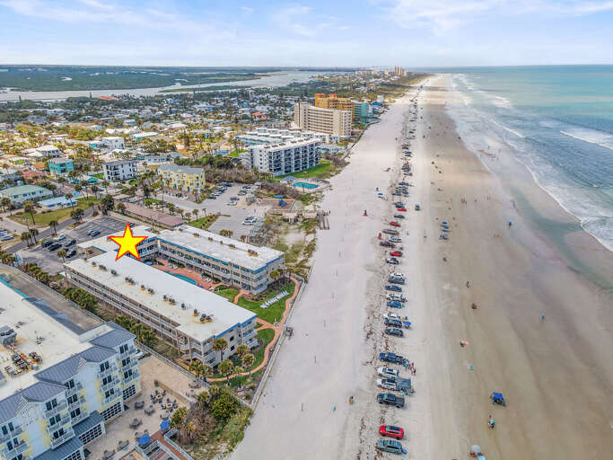 See exactly where you'll stay! This aerial view highlights your oceanfront beach stay with direct