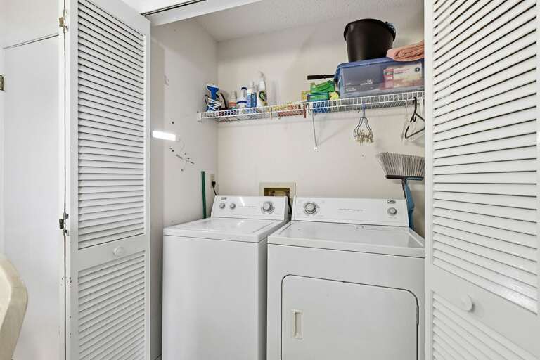 Enjoy the convenience of a private in-unit washer and dryer—perfect for refreshing towels and
