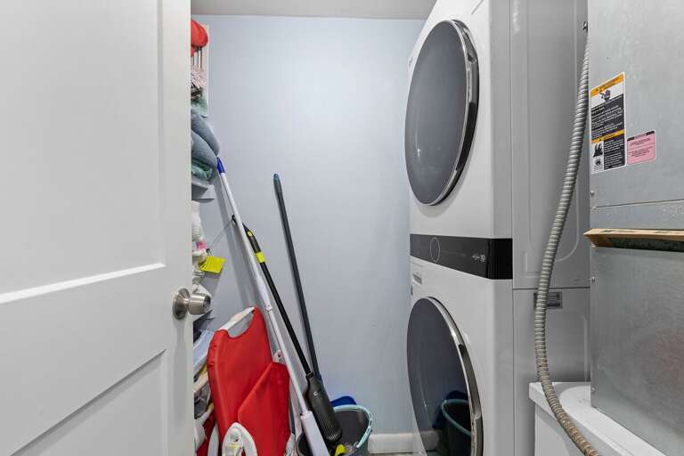 Enjoy the convenience of a full-size washer and dryer—perfect for keeping your beach towels and