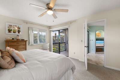 Wake up to sunshine and ocean vibes in this serene beachside bedroom. Features a comfy queen bed,