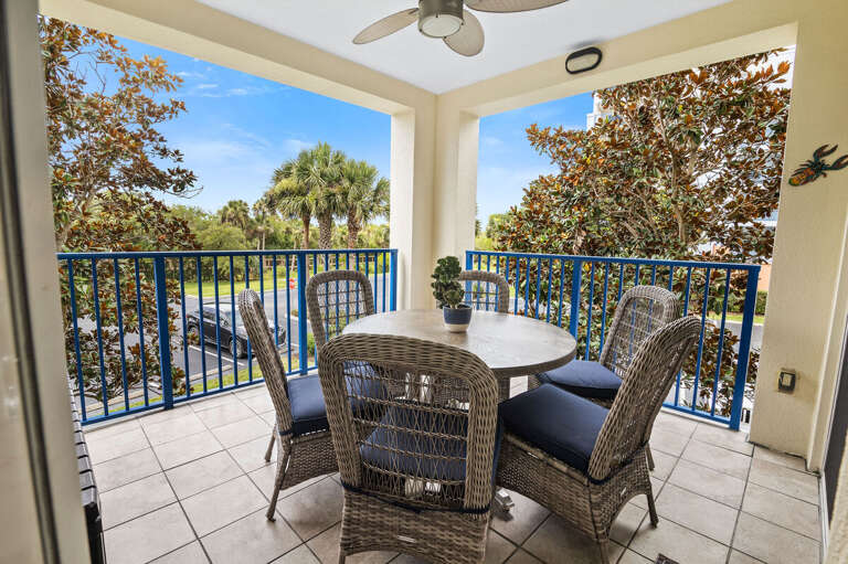 Sip morning coffee or unwind at sunset on this private balcony with comfortable seating and tropical views. The perfect outdoor retreat to enjoy warm breezes during your relaxing beach stay getaway.