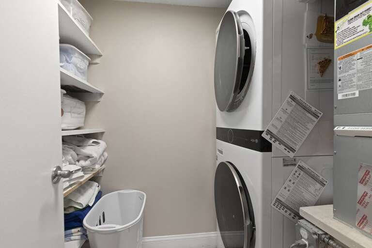 Enjoy the convenience of an in-unit washer and dryer during your beach stay, complete with extra linens, towels, and storage to make extended seaside vacations easy and stress-free.