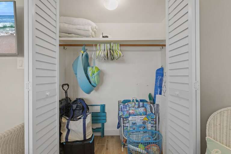 Enjoy a convenient beach stay with dedicated storage for beach chairs, toys, umbrellas, and gear—making every seaside adventure easy, organized, and family-friendly.