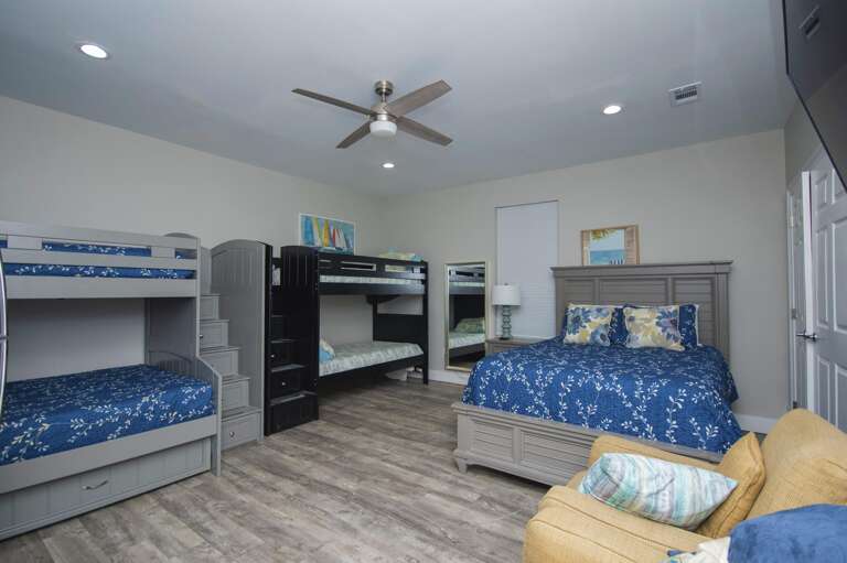 Spacious bunk and queen bedroom perfect for family stays