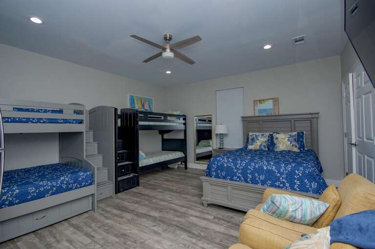 Spacious bunk and queen bedroom perfect for family stays