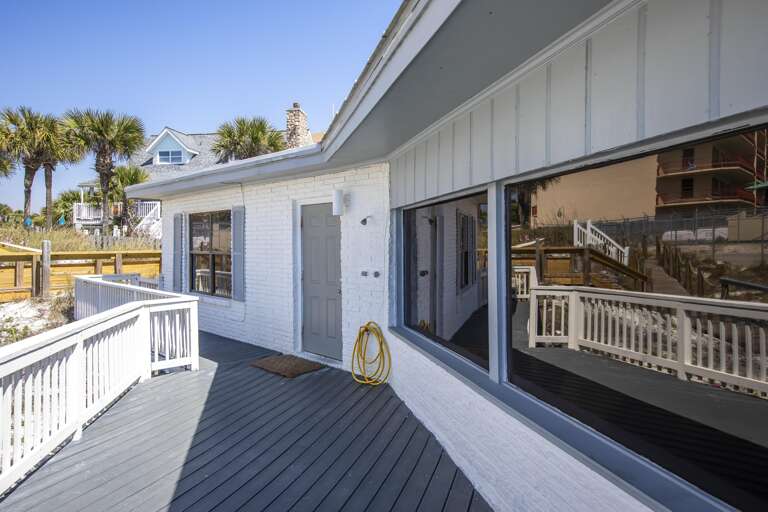 Sunny outdoor deck perfect for morning coffee and sunset views