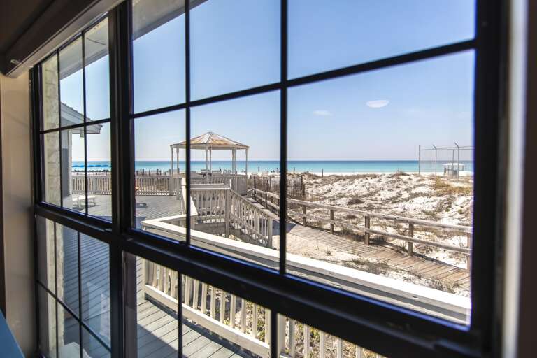Sunlit dining area with stunning ocean views
