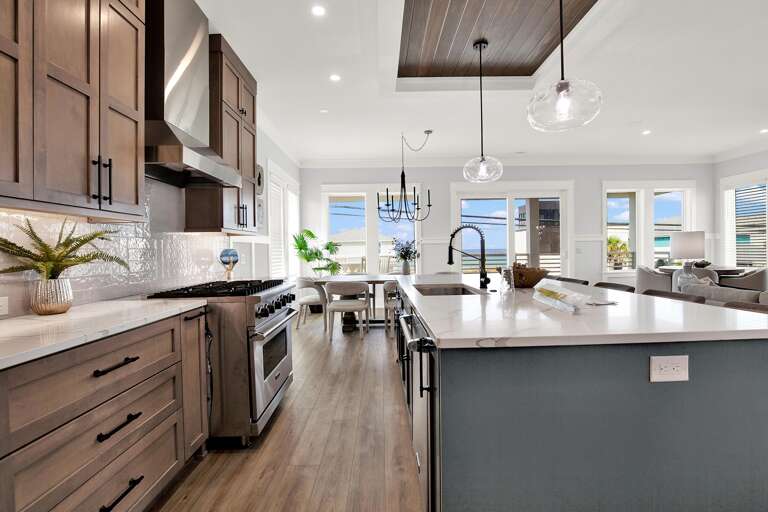 Modern kitchen with spacious island and natural light