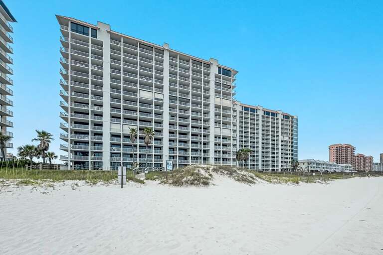 Building B from the beach.  Building A is to the right.