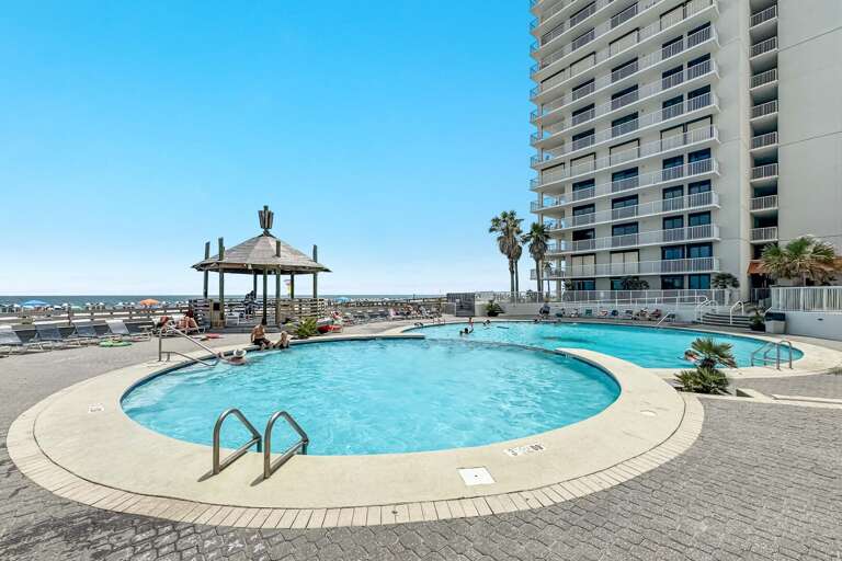 Outdoor Pool from building A looking towards Building B.