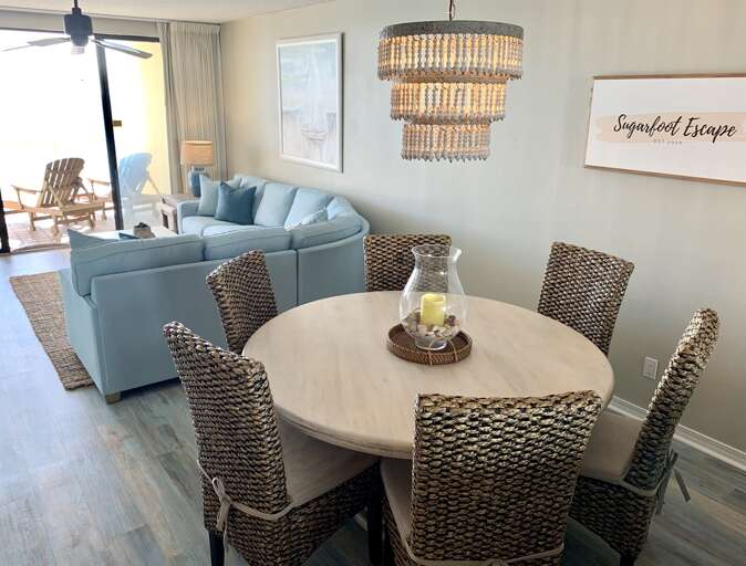 Large Dining table in open floor plan