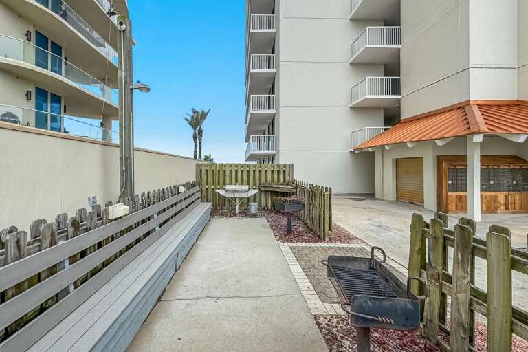 Building A BBQ's - Building B has a mirror version.  This is Charcoal Grilling!