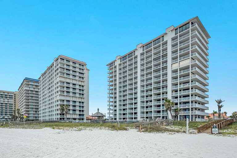 Building A from the Beach.  Building B is on the left.