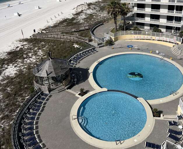 Outdoor pool as viewed from 702A Patio