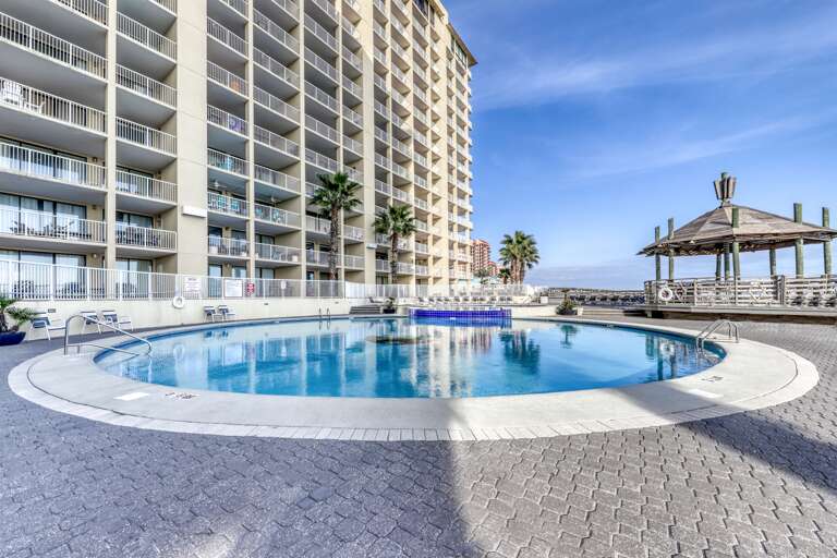 Outdoor pool in front of Building A