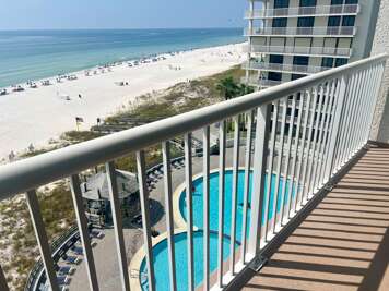 7th Floor balcony overlooking beach and pool 