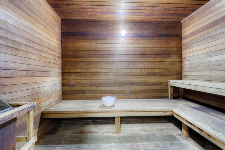 Dry Sauna in building with Fitness Room and Indoor Heated Pool