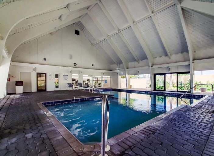 Indoor heated pool from the whirlpool zone.