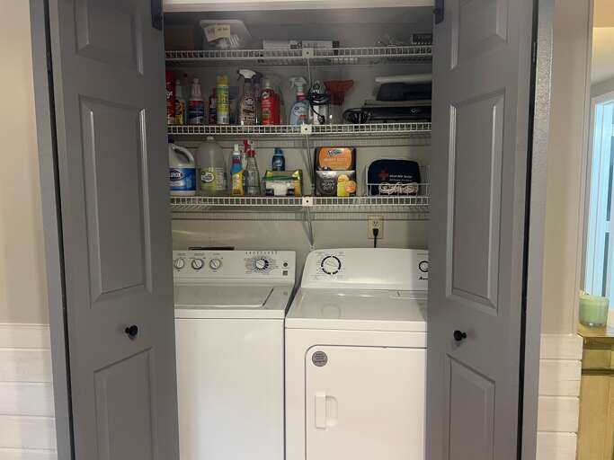 Laundry room in condo. 
