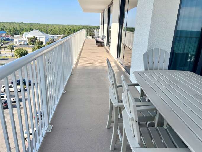 Wrap around balcony features access from every room. 