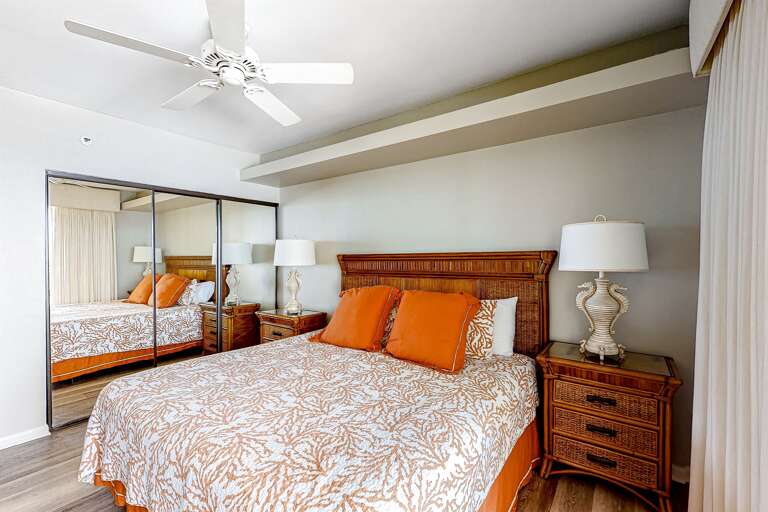 King bed from the sliding glass door perspective