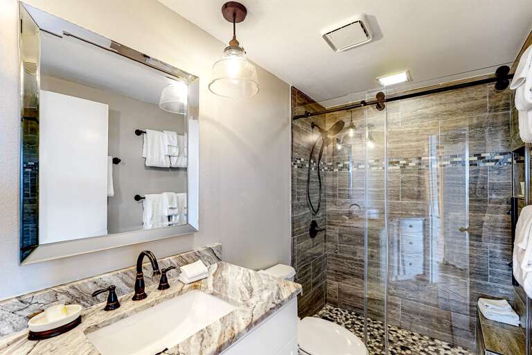 Ensuite Master Bath - recently updated with a walk in shower.