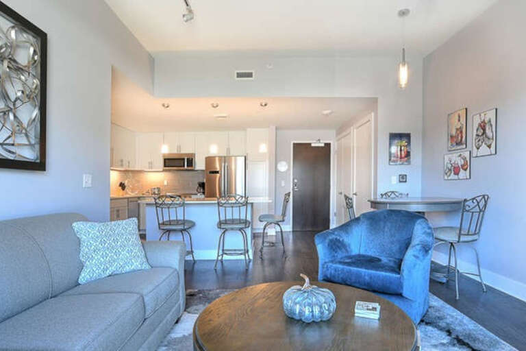 Open Kitchen, Dining, and Living Room