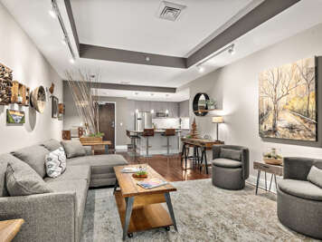 Living room with funky Asheville art and furniture. Lots of natural light and great mountain view's and sun sets. Living room with funky Asheville art and furniture. Lots of natural light and great mountain view's and sun sets.