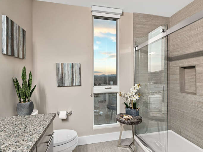 Master bath-great Mountain Views. One of the best seats in the house.