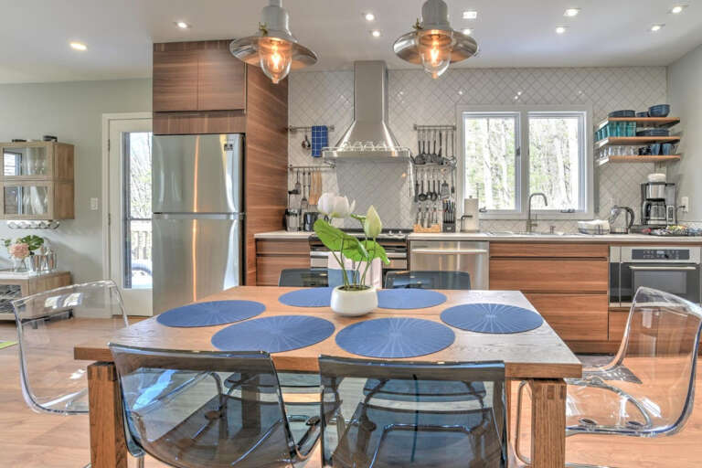 Open Kitchen, Dining, and Living Room