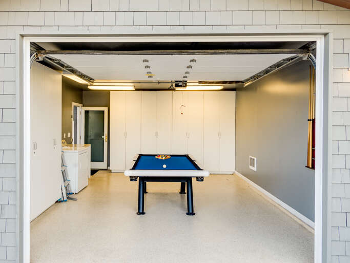 Garage with pool table 