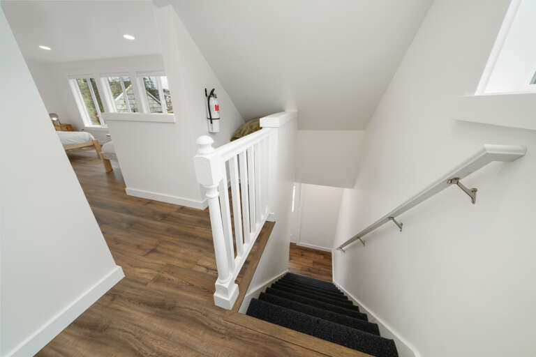 HUMMINGBIRD COTTAGE- stairs to loft and upper queen room HUMMINGBIRD COTTAGE- stairs to loft and upper queen room