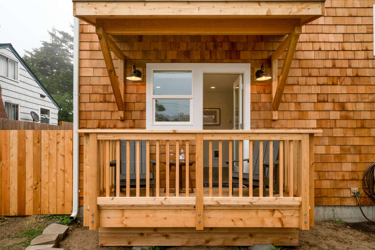 Downstairs master queen with attached full bath and private deck.  Downstairs master queen with attached full bath and private deck.