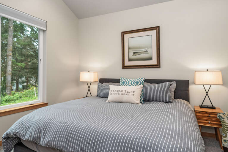 Master bedroom with King bed, Streaming TV with Spectrum Cable,  attached full bath with walk in shower.