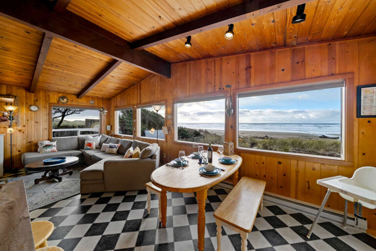 Ocean views from the dining, living, and kitchen area.