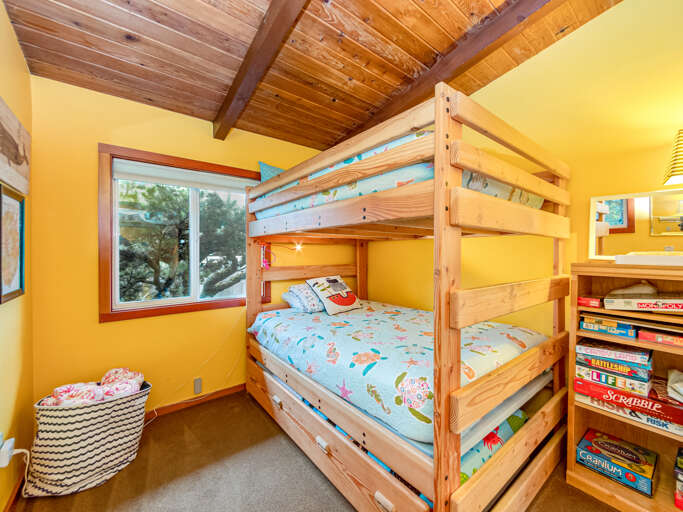 Bunk room with two full beds