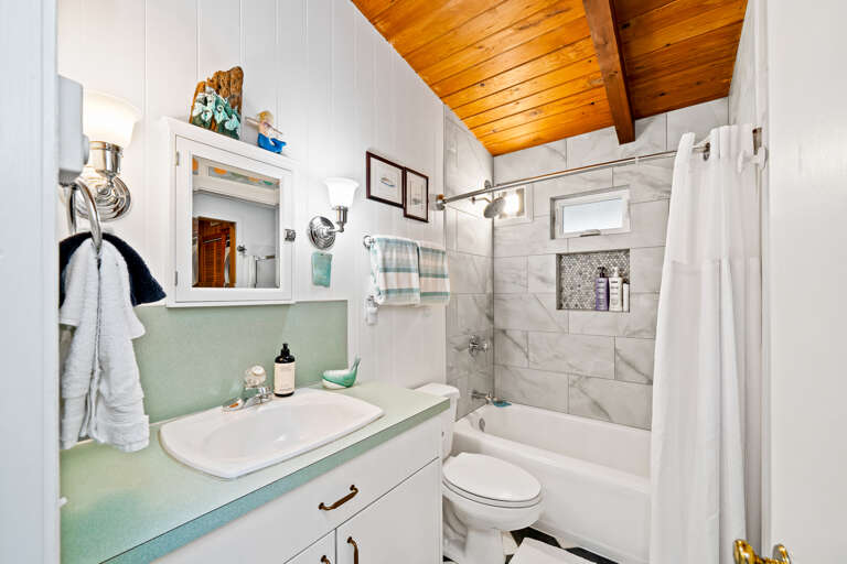 Newly remodeled bath with shower and tub
