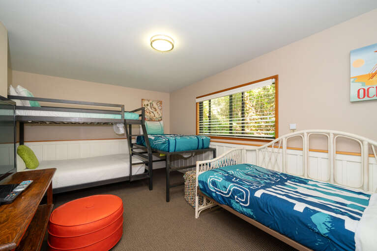 kids Bunk room with set of Double/twin bunk and two twin beds.TV/DVD