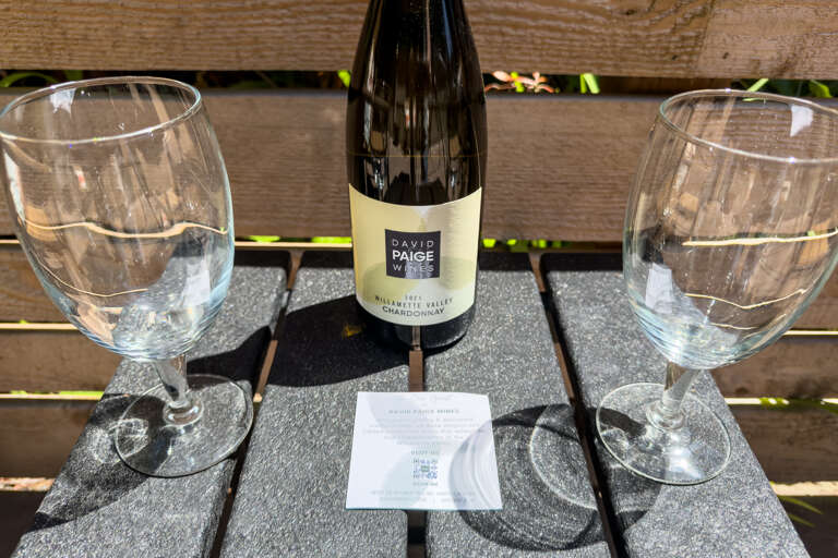 Complementary wine from David Paige Winery