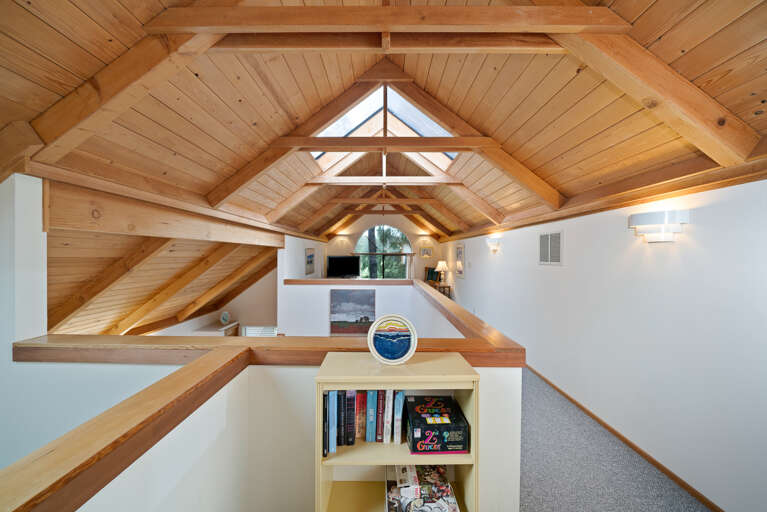 Loft area with Streaming TV and sofa sleeper. 