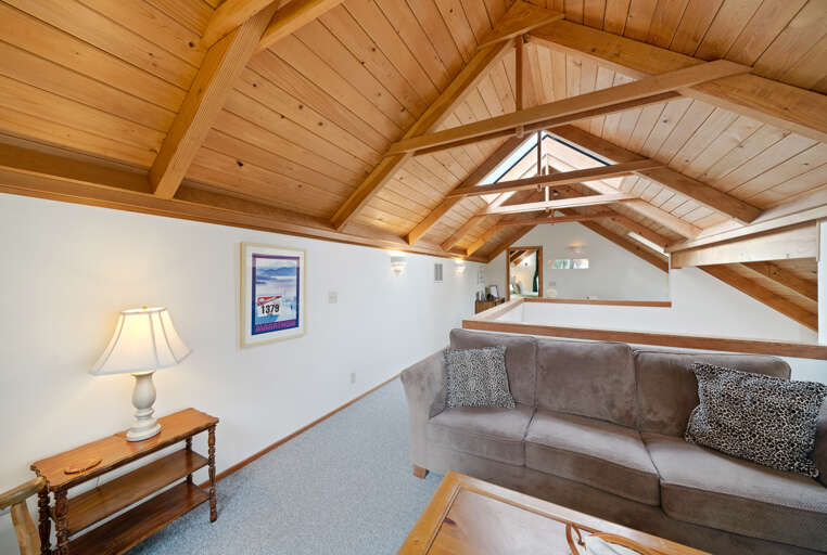 Loft area with Streaming TV and sofa sleeper. 