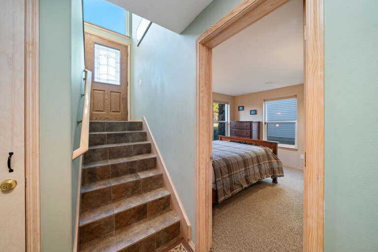 Downstairs has 2 queen bed bedrooms and full bath with shower.